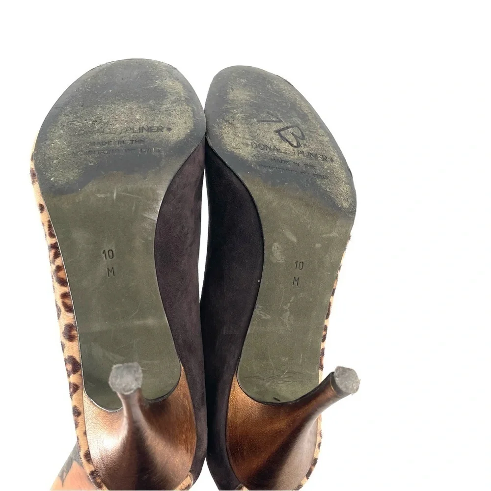 DONALD J PLINER Couture Brown Leopard Print Open Toe Heel Pumps